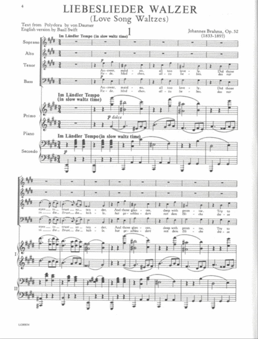 Liebeslieder Walzer, Opus 52 4-Part scores gallery preview page 2