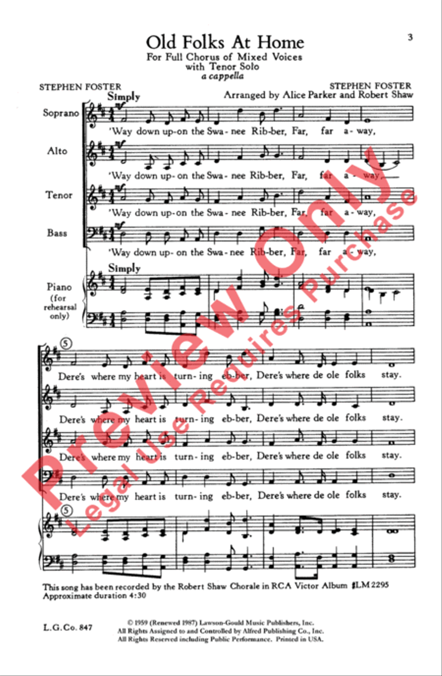 Old Folks at Home Old Folks at Home Choir scores gallery preview page 2