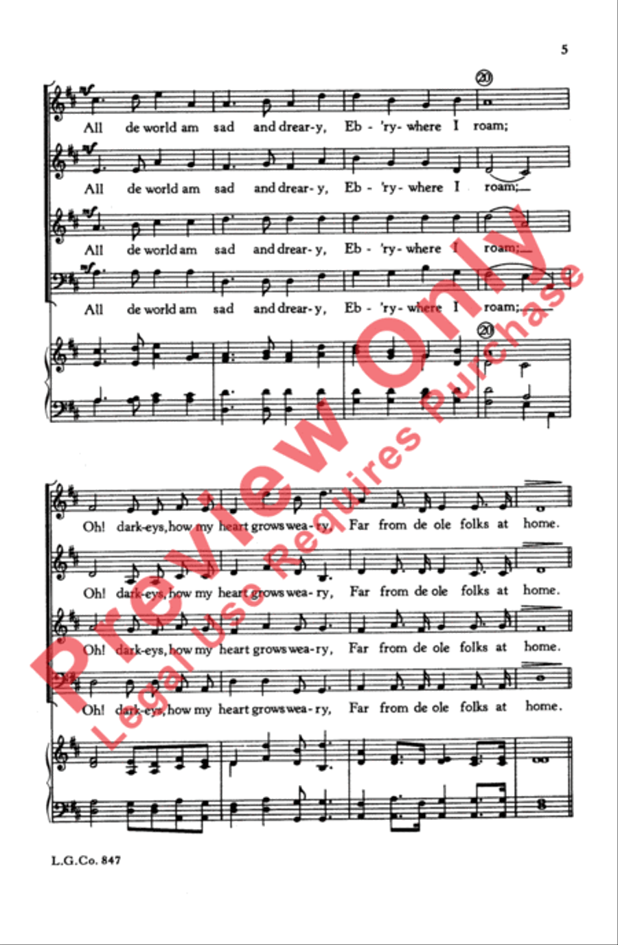 Old Folks at Home Old Folks at Home Choir scores gallery preview page 4