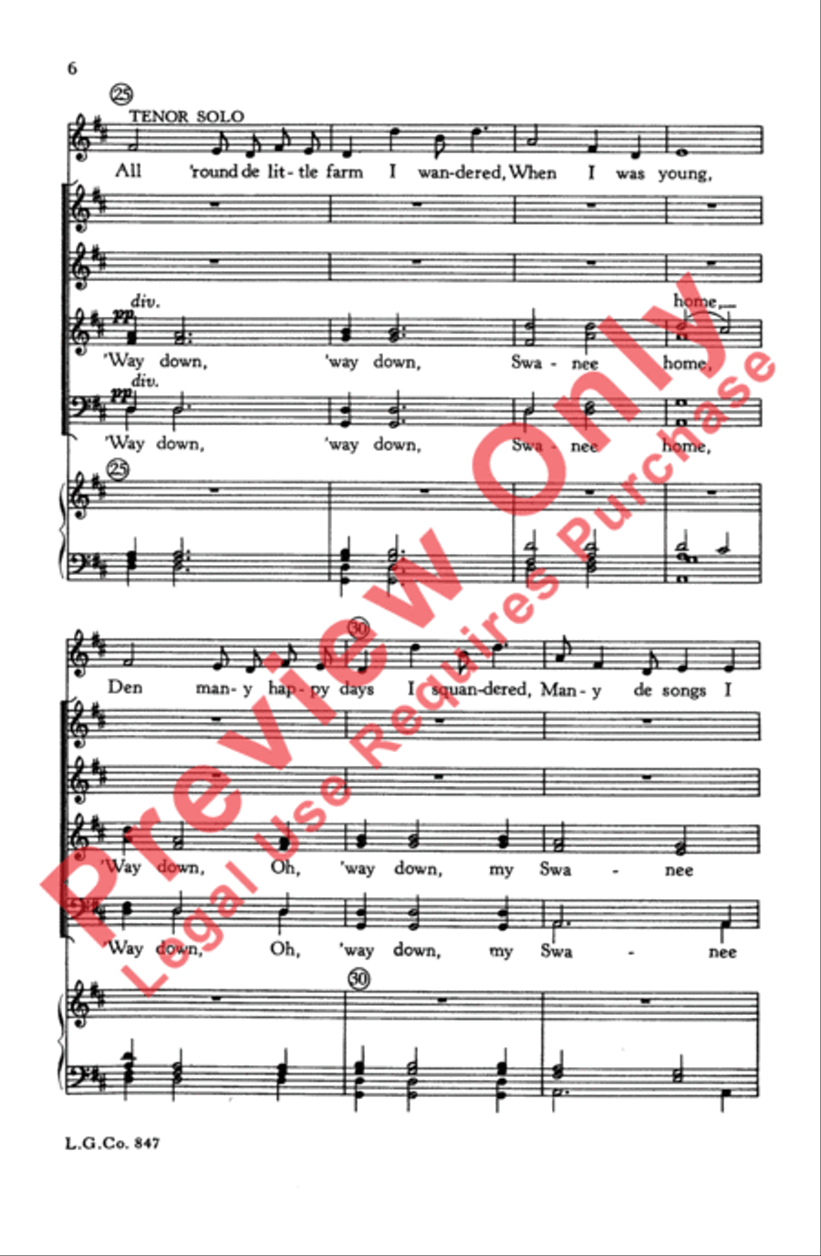 Old Folks at Home Old Folks at Home Choir scores gallery preview page 5