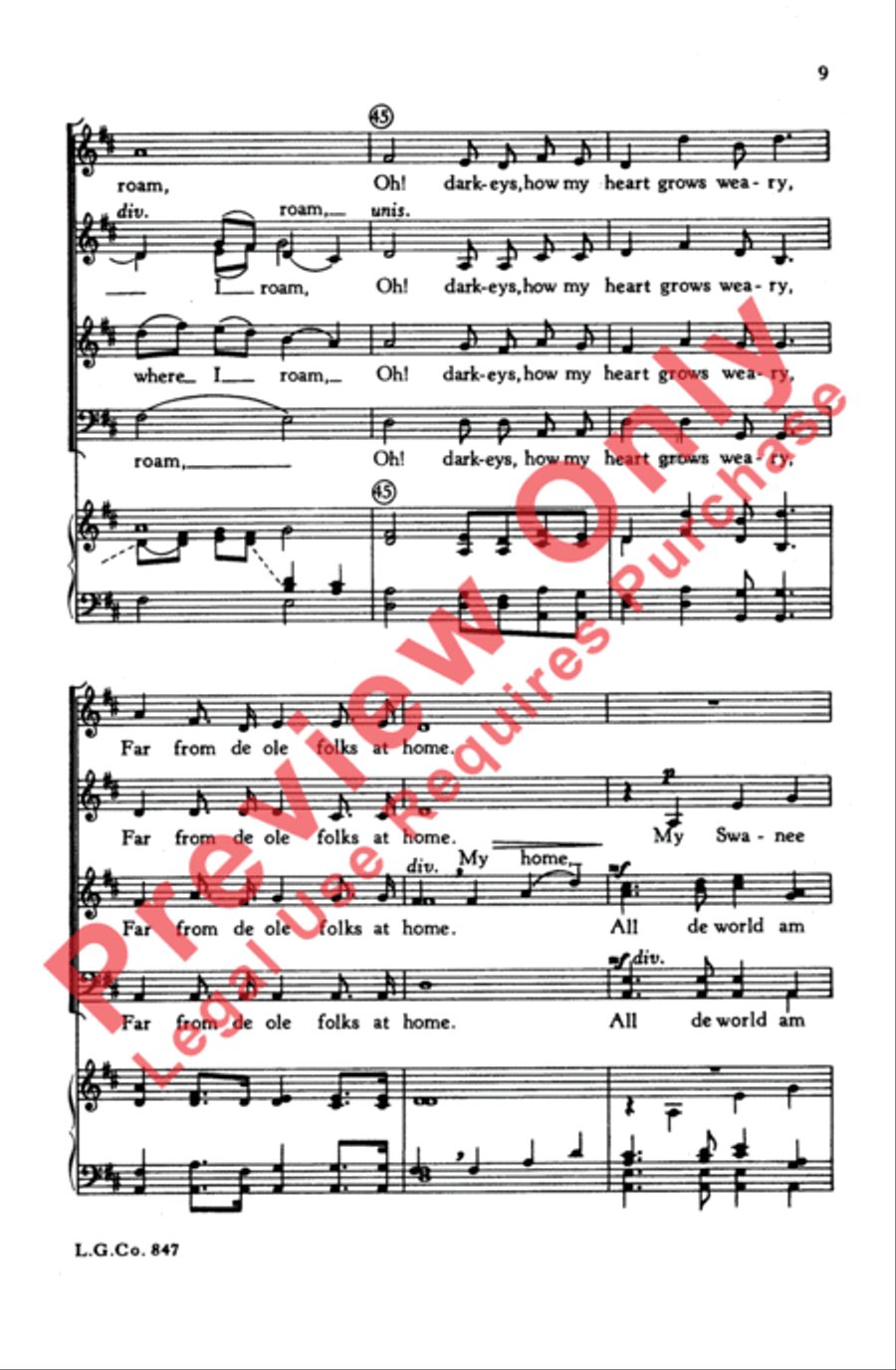 Old Folks at Home Old Folks at Home Choir scores gallery preview page 8