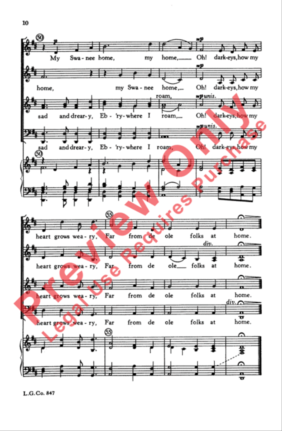 Old Folks at Home Old Folks at Home Choir scores gallery preview page 9