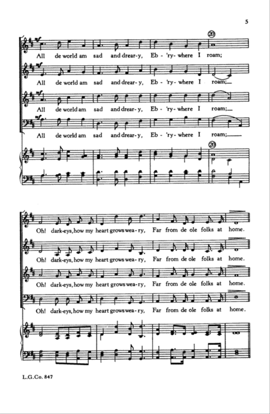 Old Folks at Home Old Folks at Home Choir scores gallery preview page 14