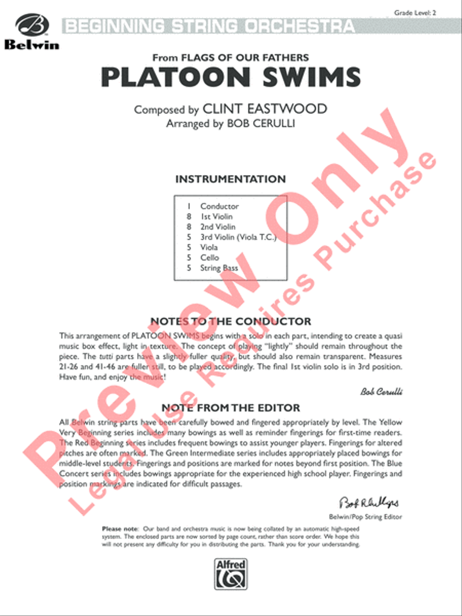 Platoon Swims (from Flags of Our Fathers) String Orchestra scores gallery preview page 2