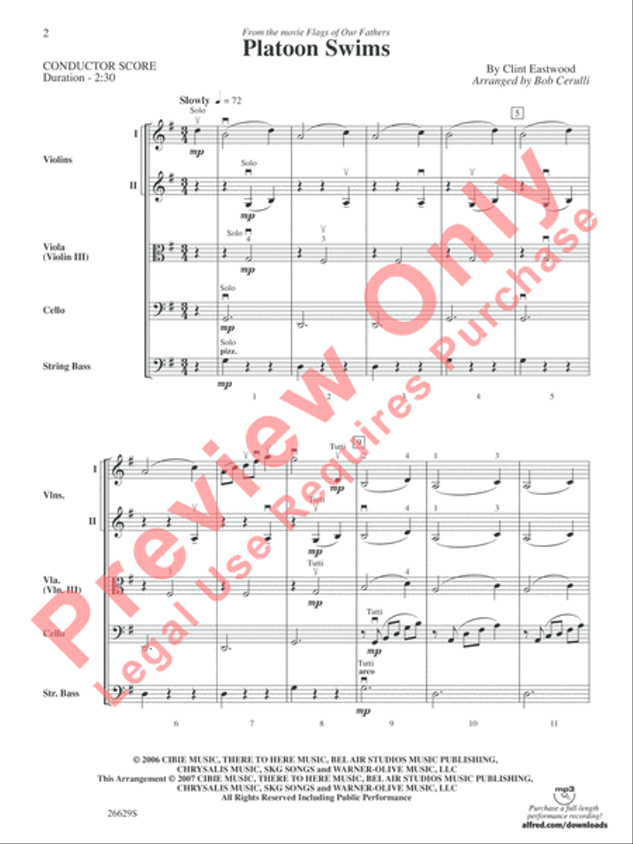 Platoon Swims (from Flags of Our Fathers) String Orchestra scores gallery preview page 3