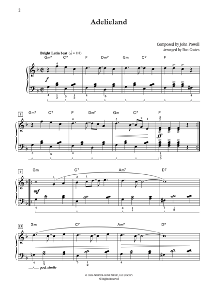 Adelieland (from Happy Feet) Easy Piano scores gallery preview page 2