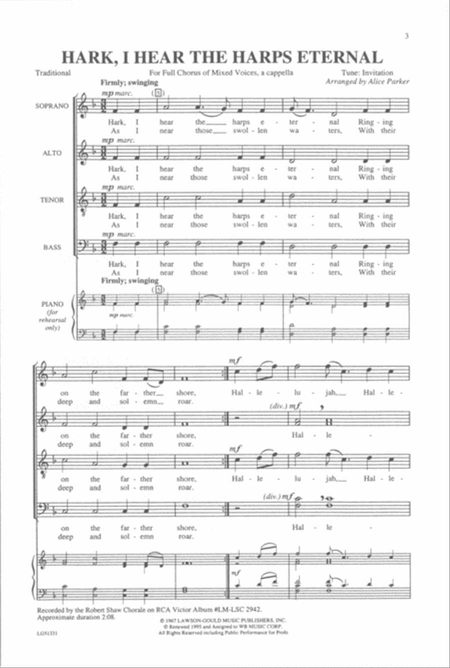 Hark, I Hear the Harps Eternal 4-Part scores gallery preview page 2