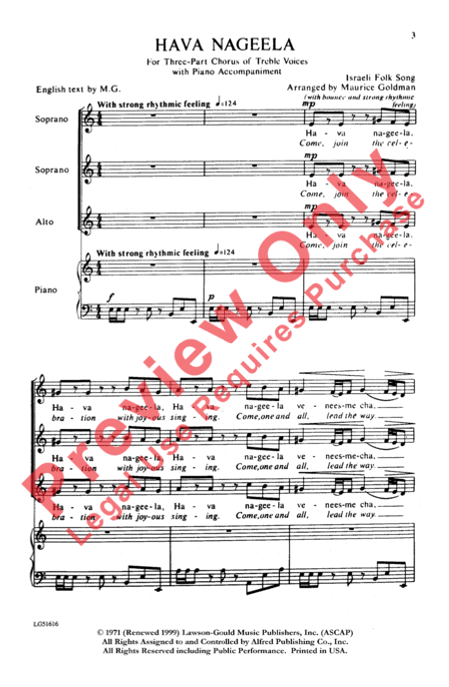 Hava Nageela Hava Nageela Women's Choir scores gallery preview page 3