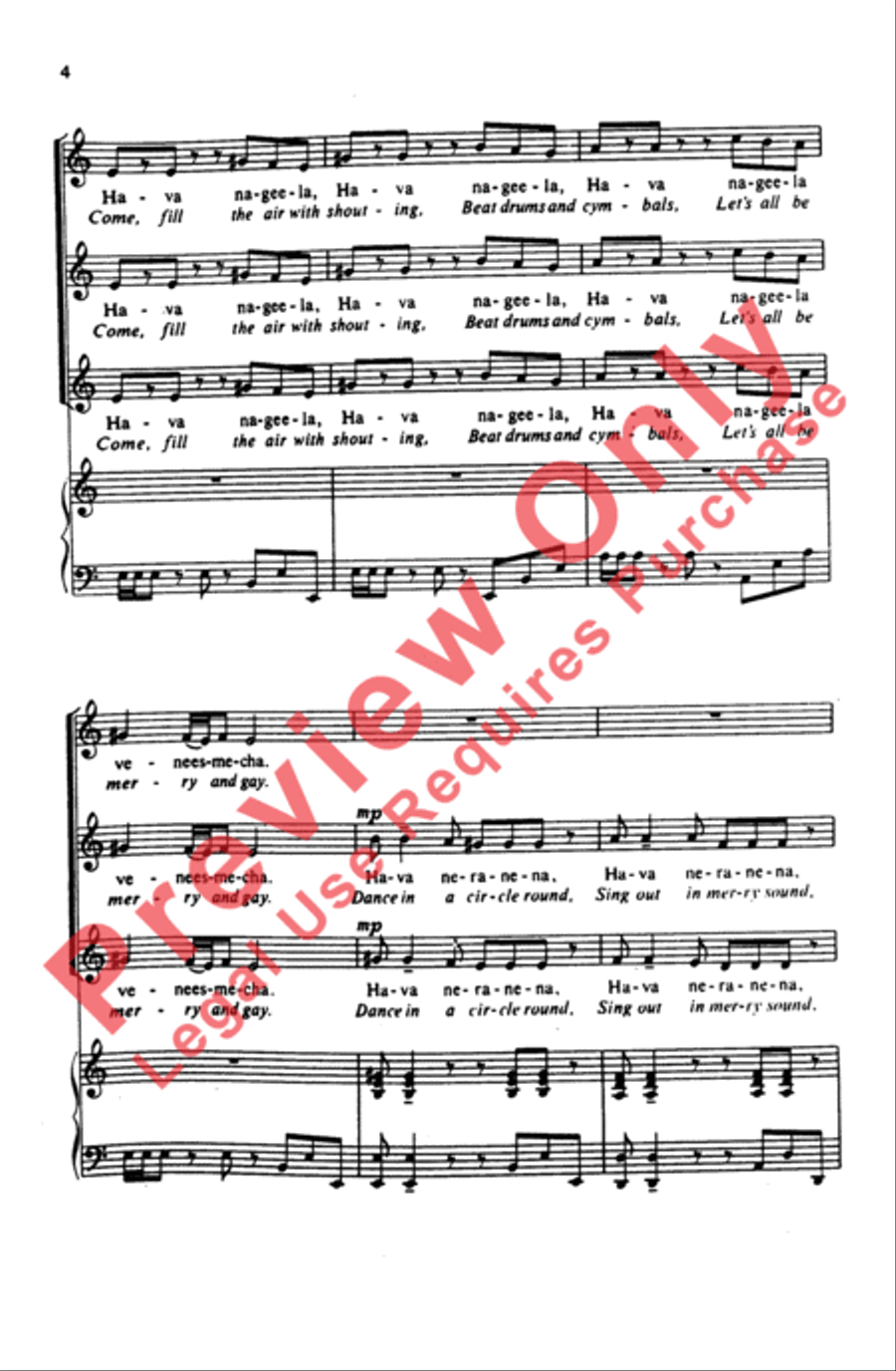 Hava Nageela Hava Nageela Women's Choir scores gallery preview page 4