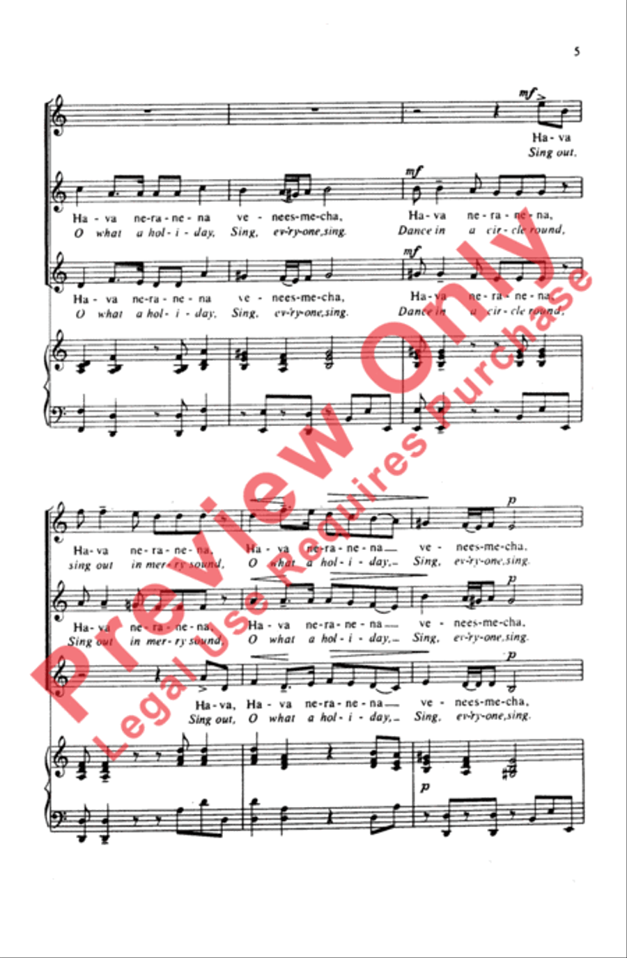 Hava Nageela Hava Nageela Women's Choir scores gallery preview page 5