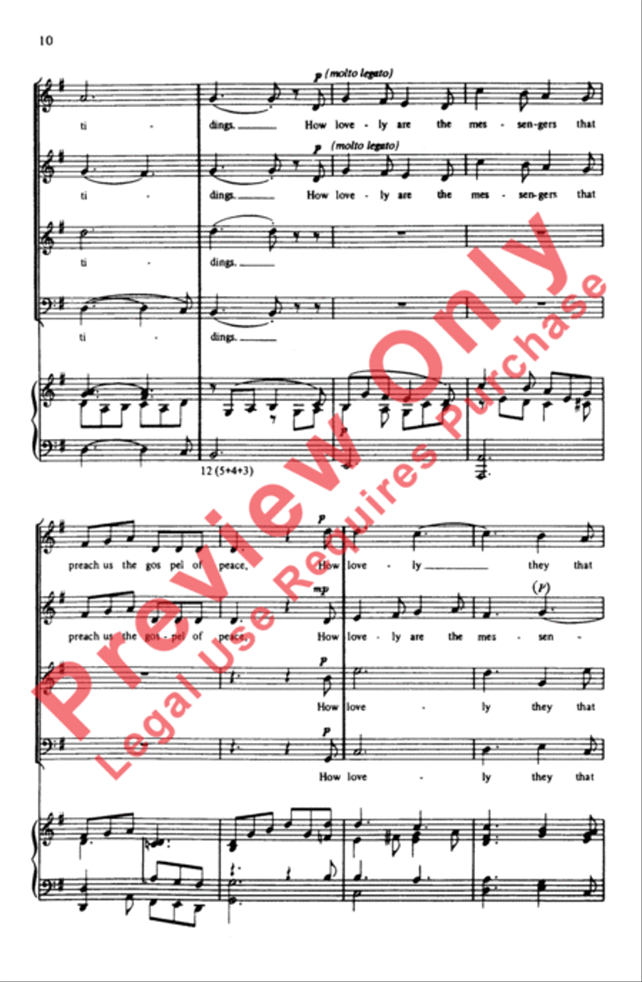 How Lovely Are the Messengers 4-Part scores gallery preview page 10