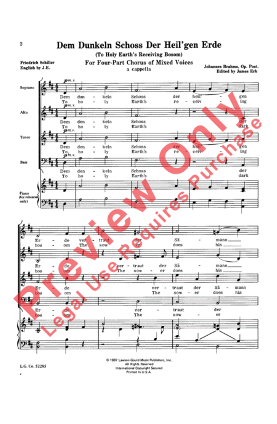 Dem Dunkeln Schoss Der Heil'gen Erde Choir scores gallery preview page 2