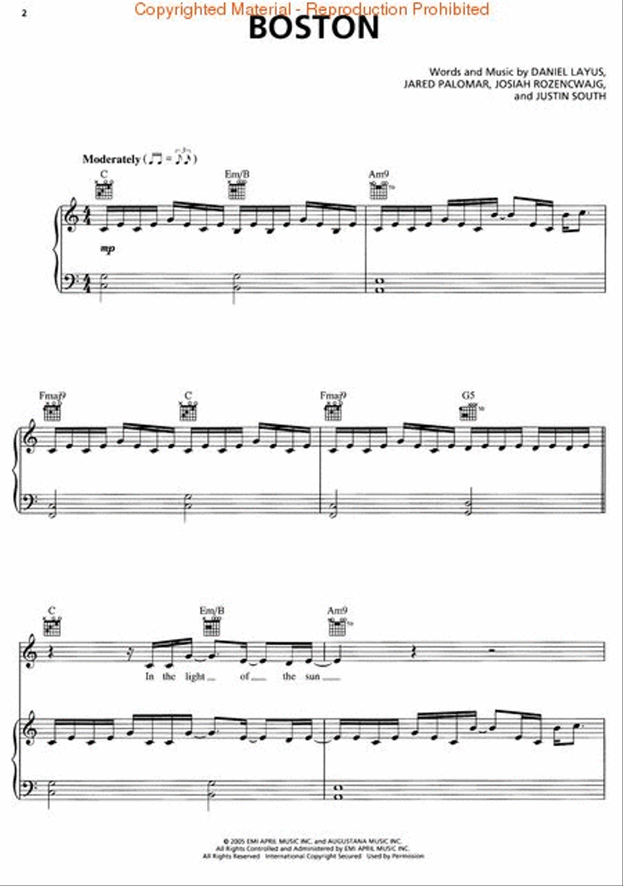 Boston Piano, Vocal, Guitar scores gallery preview page 2