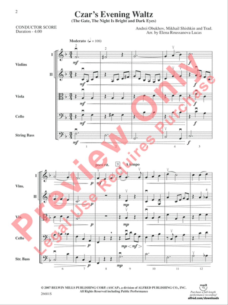 Czar's Evening Waltz Czar's Evening Waltz String Orchestra scores gallery preview page 3