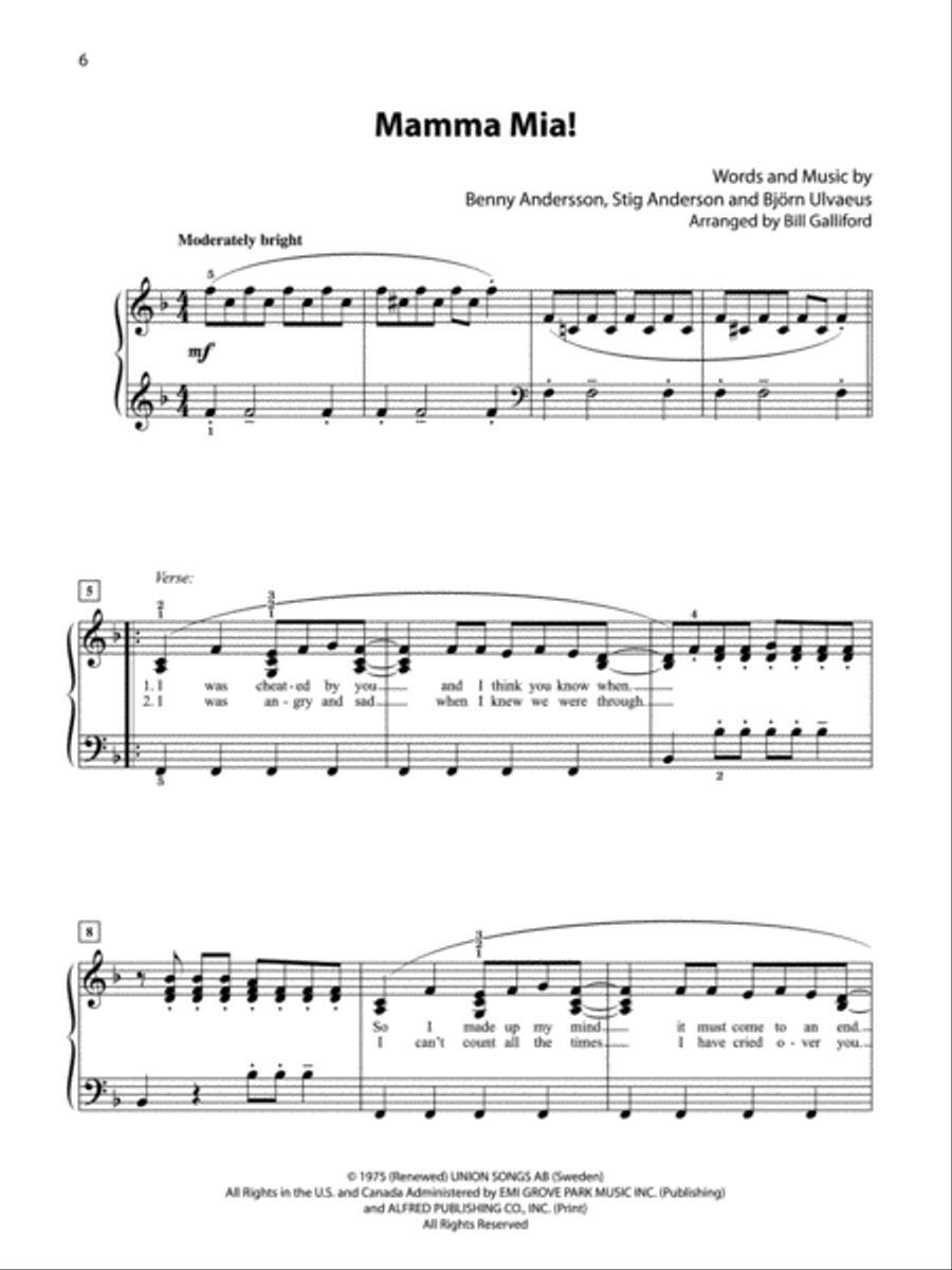 Mamma Mia! (Broadway's Best) Easy Piano scores gallery preview page 6