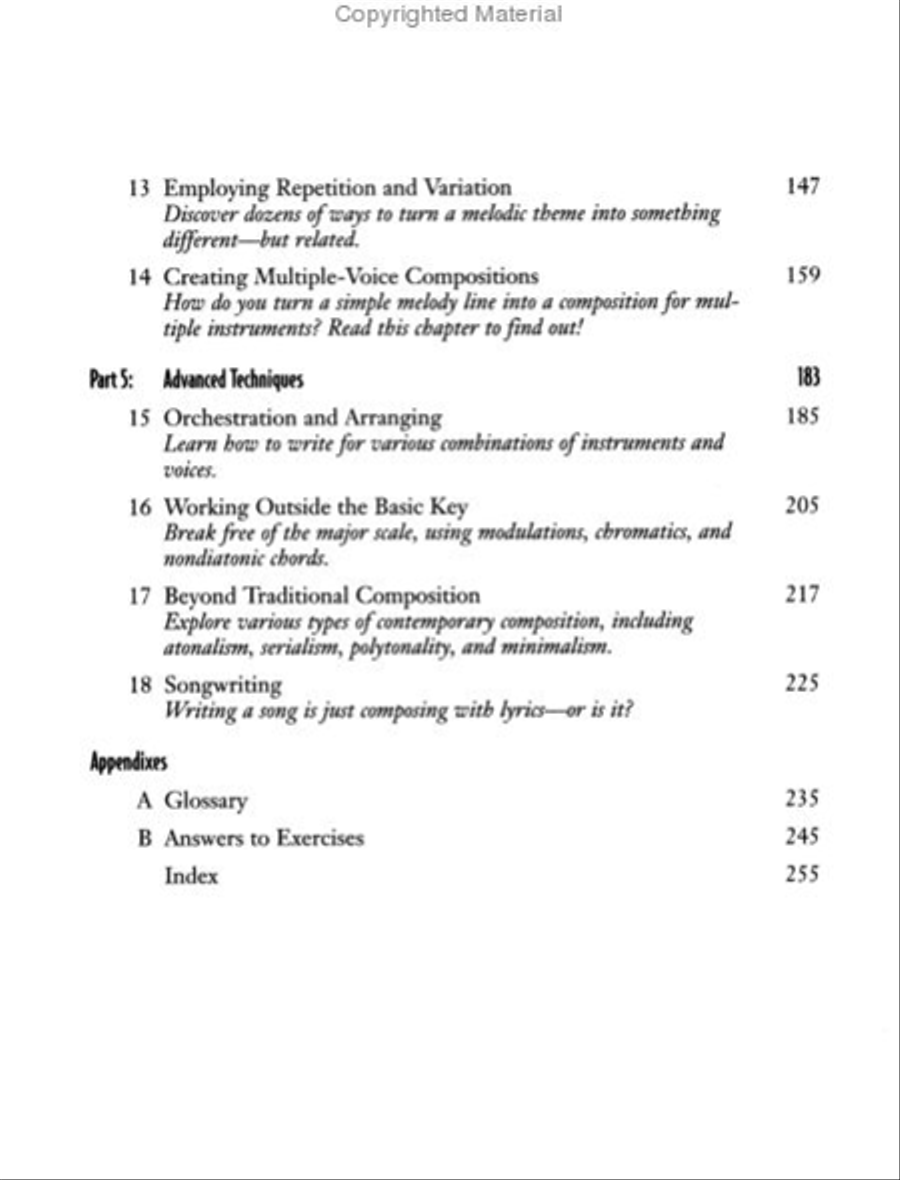Complete Idiot's Guide to Music Composition Textbook scores gallery preview page 3