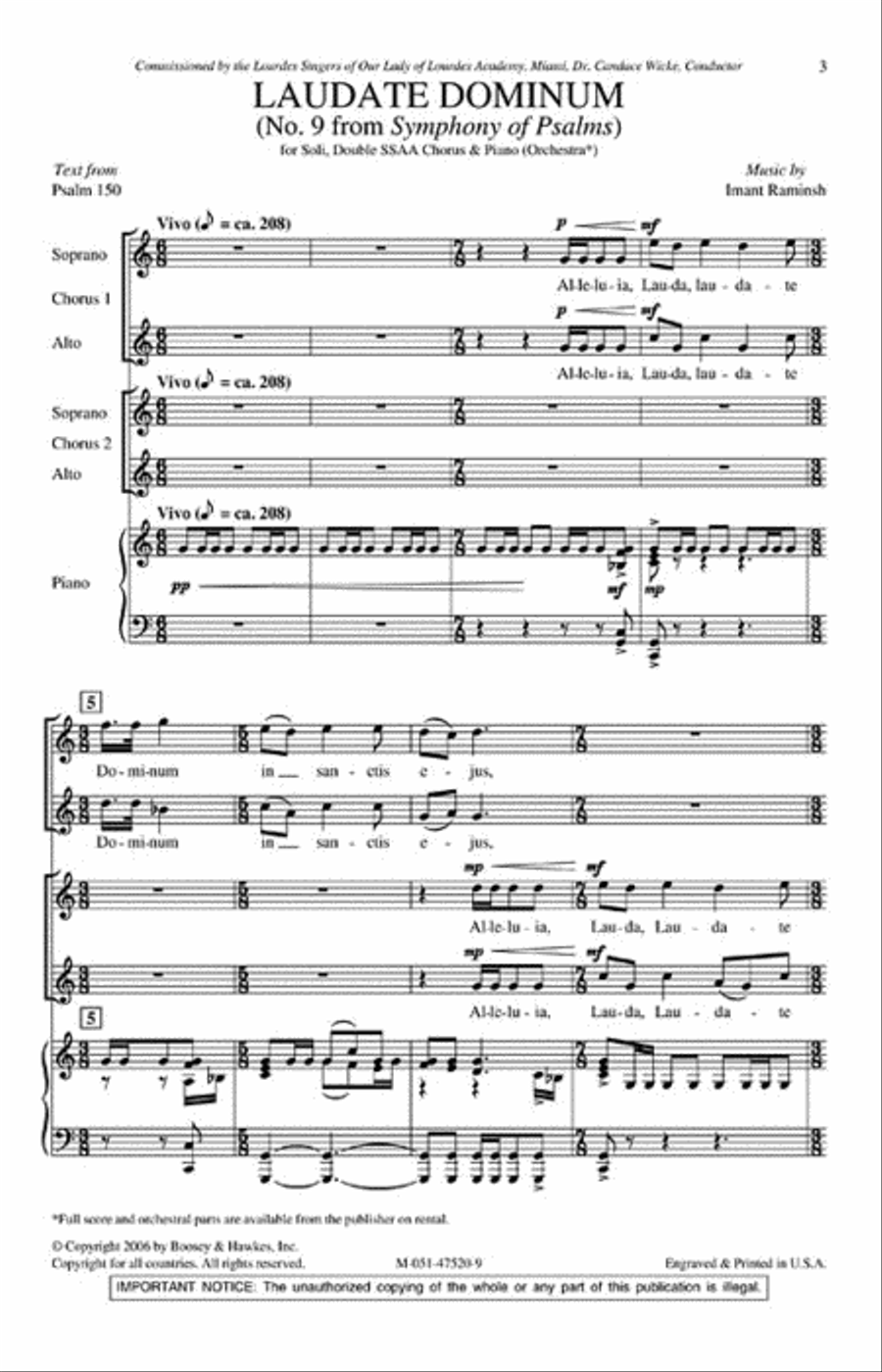 Laudate Dominum by Imant Raminsh SSAA - Sheet Music page 2