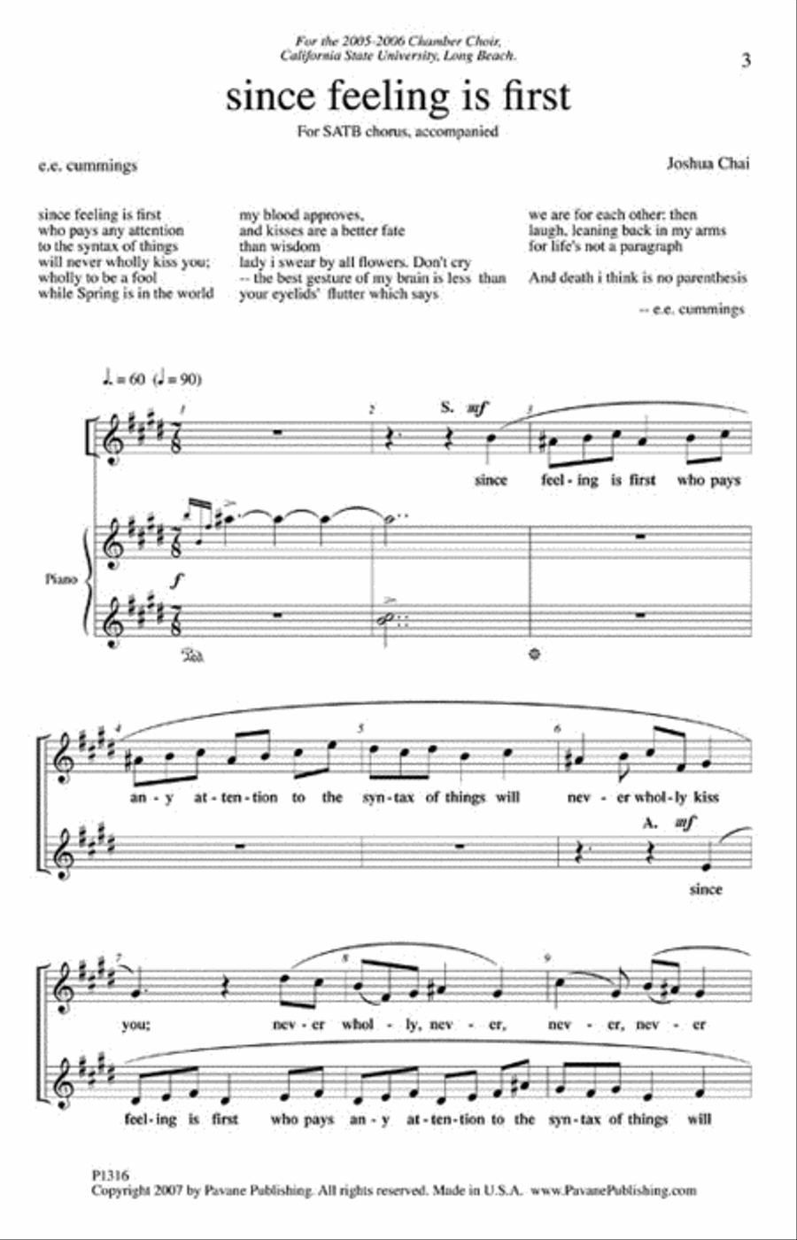 Since Feeling Is First Since Feeling Is First 4-Part scores gallery preview page 2