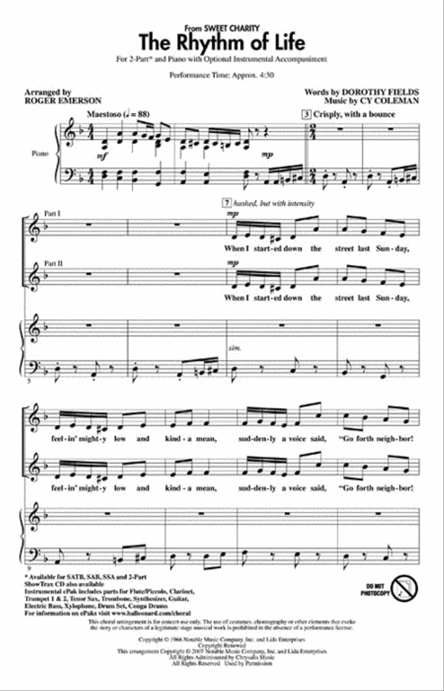 The Rhythm of Life The Rhythm of Life 2-Part scores gallery preview page 2