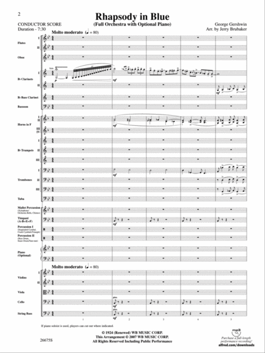 Rhapsody in Blue Full Orchestra scores gallery preview page 2