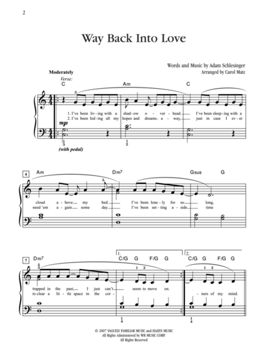 Way Back Into Love (from Music and Lyrics) Piano Solo scores gallery preview page 2