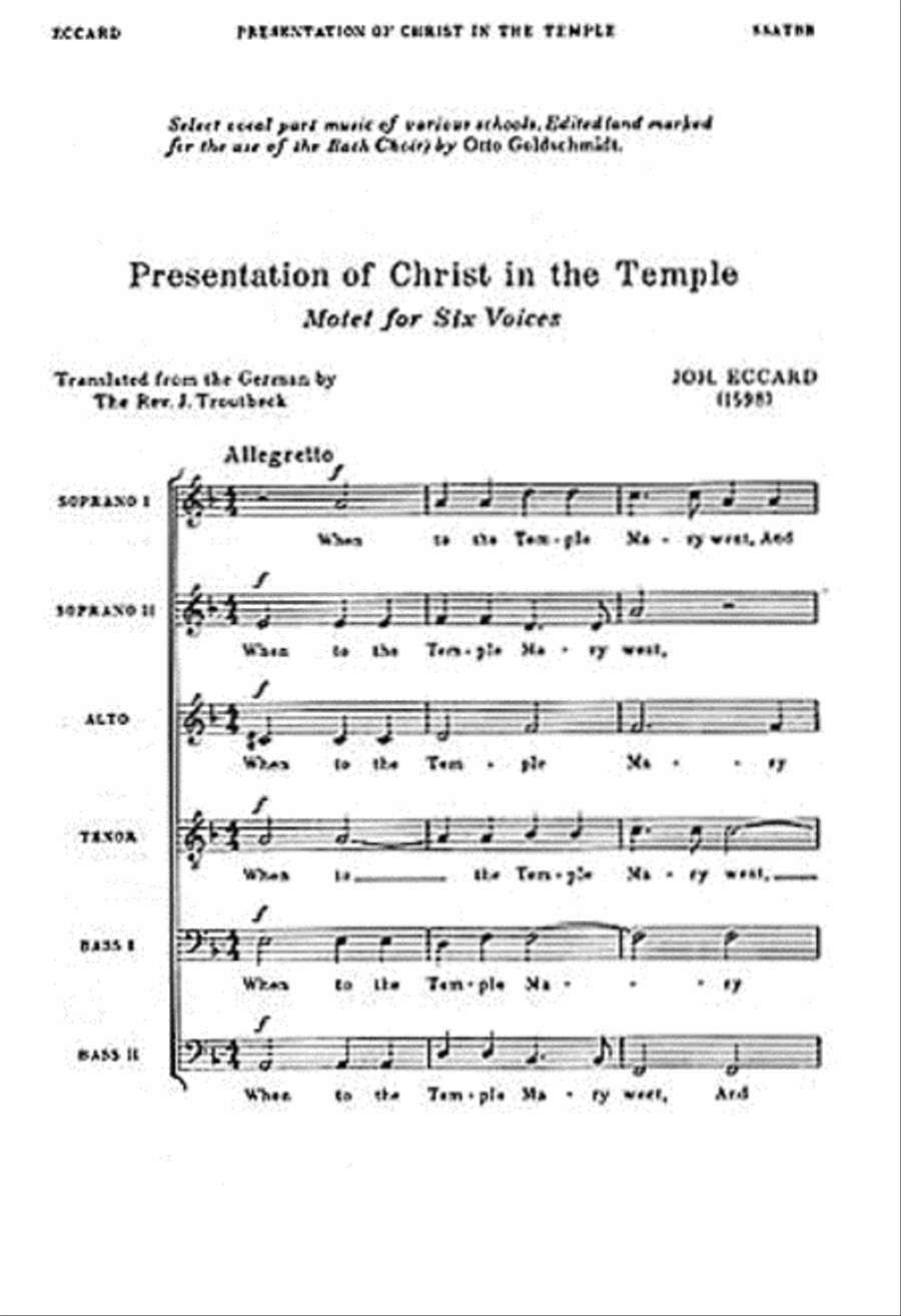 Presentation of Christ in the Temple SSATBB scores gallery preview page 1