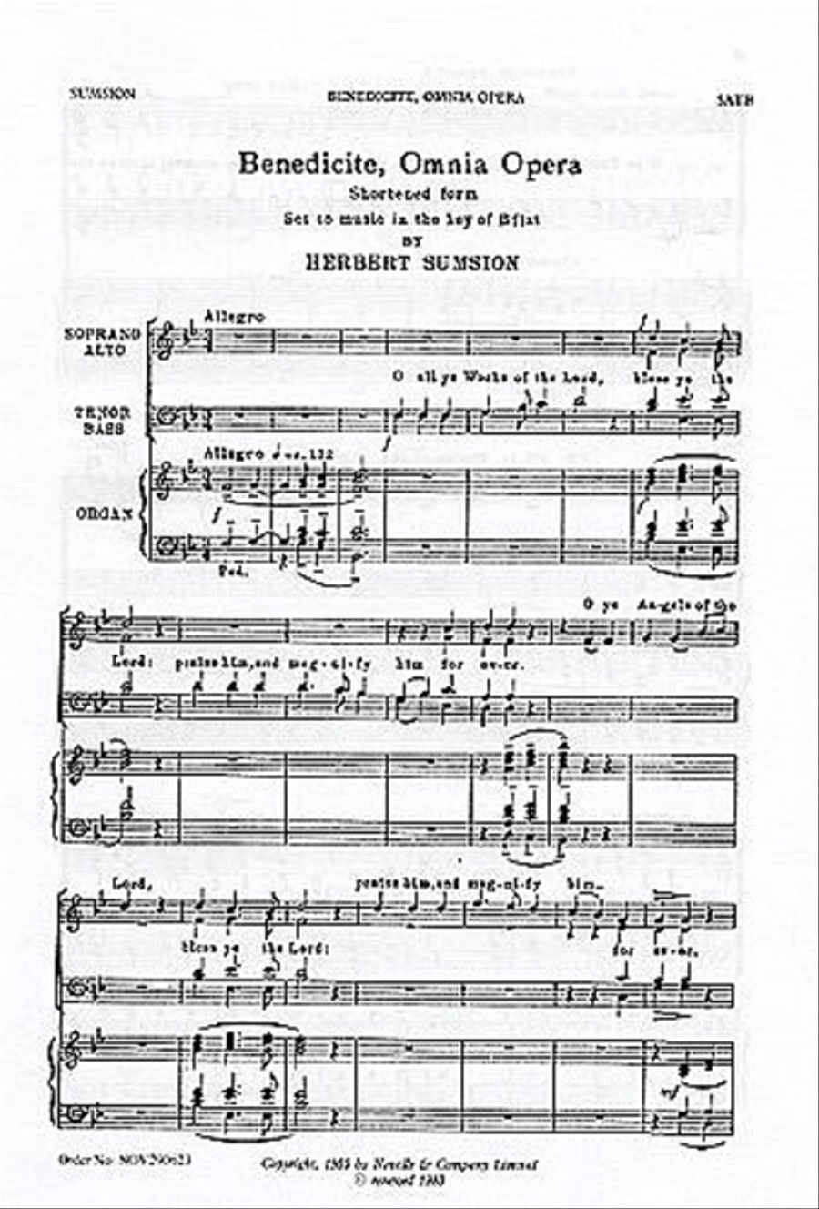 Benedicite Omnia Opera Benedicite Omnia Opera 4-Part scores gallery preview page 1