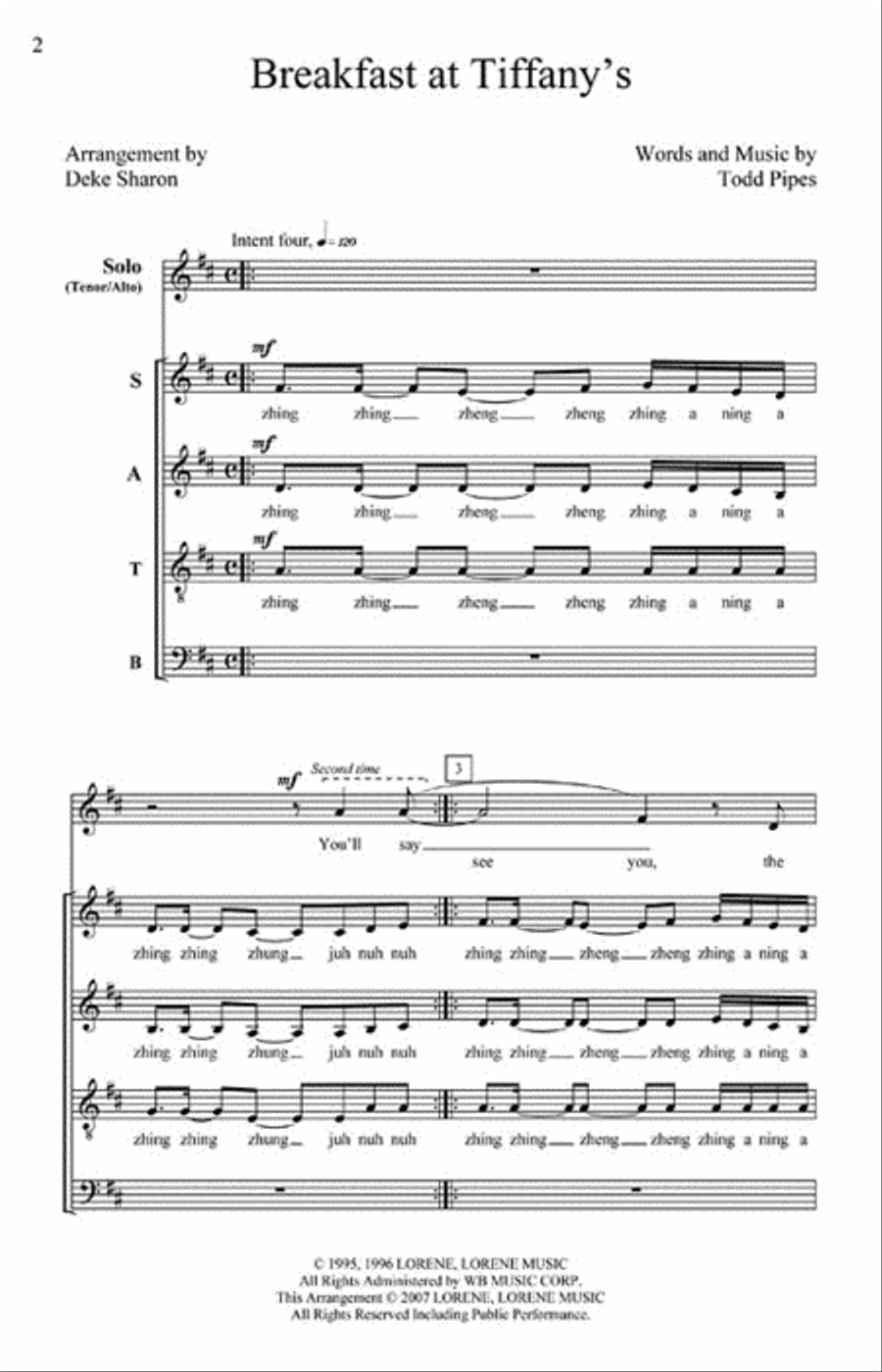 Breakfast at Tiffany's Breakfast at Tiffany's 4-Part scores gallery preview page 3