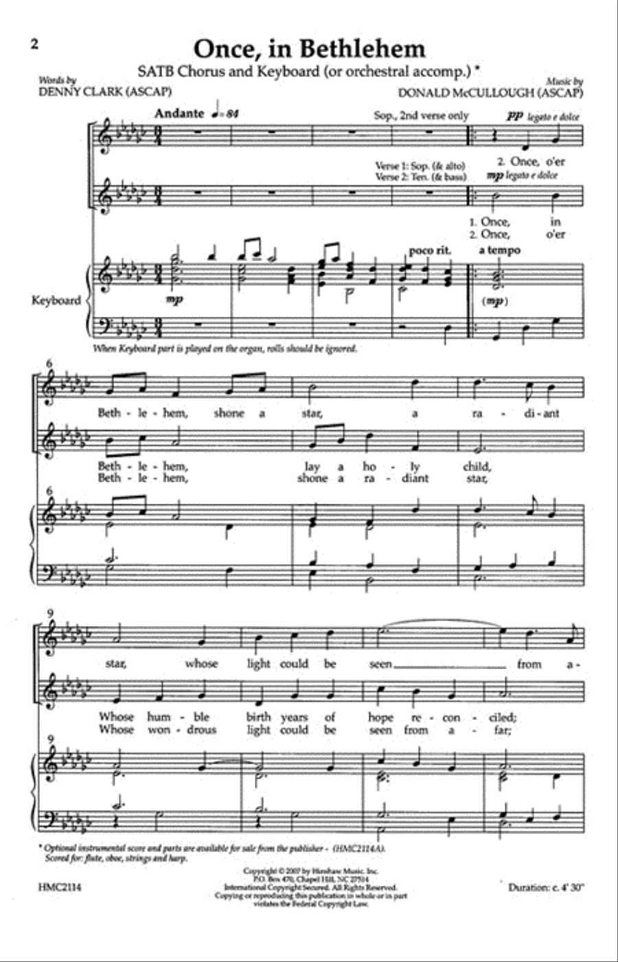 Once in Bethlehem Once in Bethlehem 4-Part scores gallery preview page 2