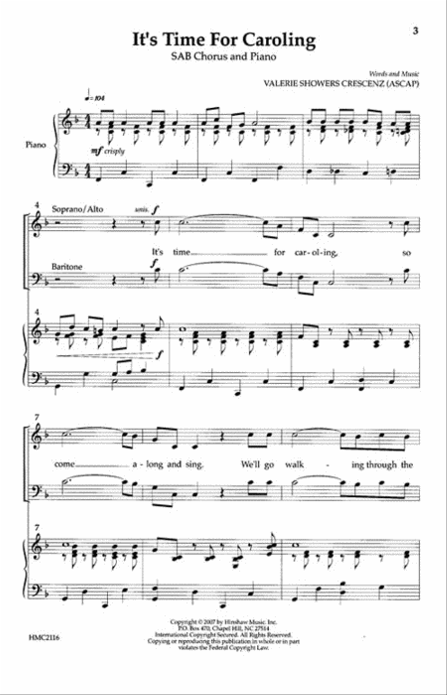 It's Time for Caroling It's Time for Caroling 3-Part scores gallery preview page 2