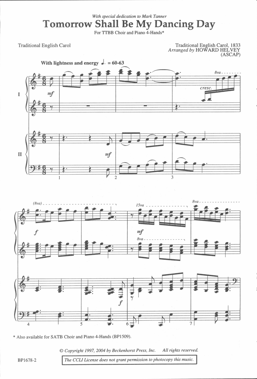 Tomorrow Shall Be My Dancing Day - TTBB TTBB scores gallery preview page 2