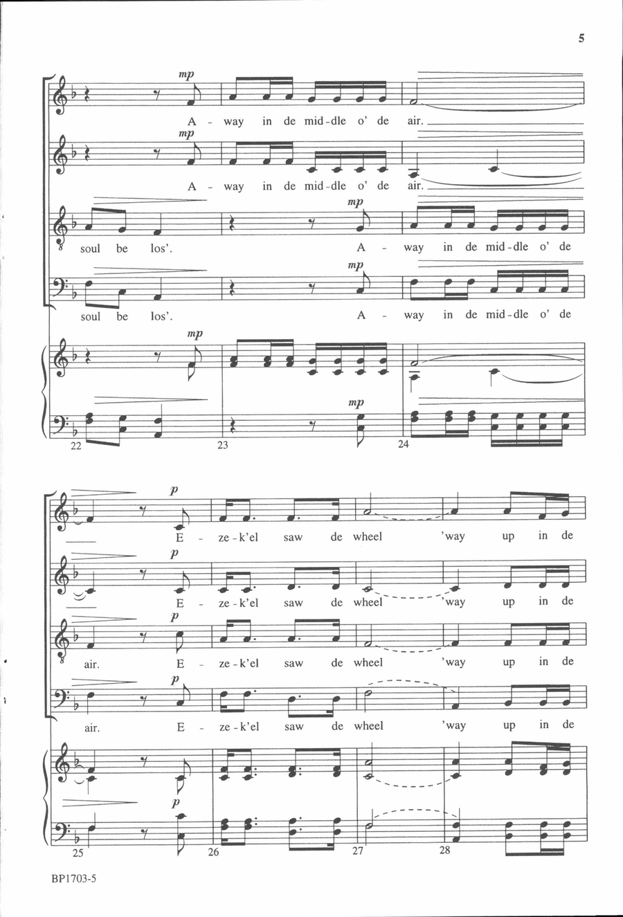 Ezekiel Saw the Wheel - SATB 4-Part scores gallery preview page 5