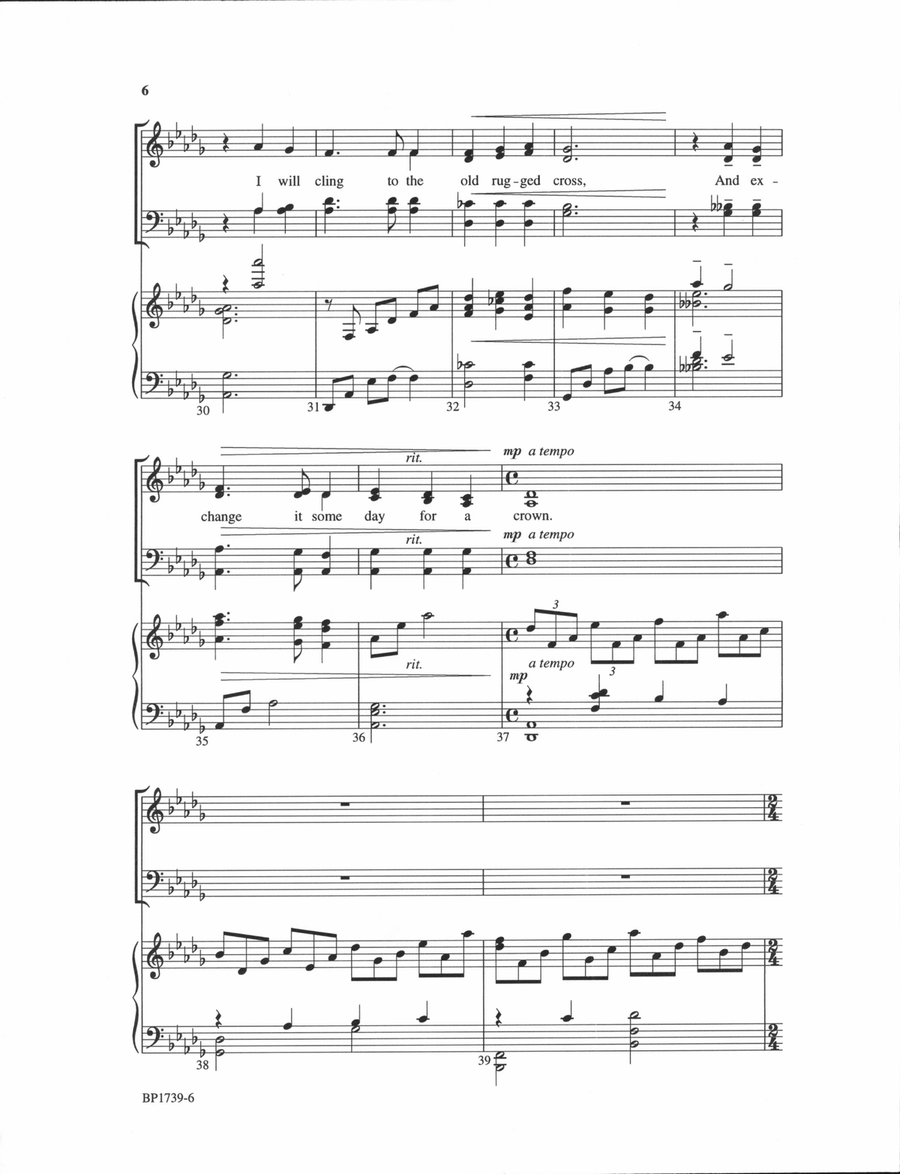 The Old Rugged Cross - Wright 4-Part scores gallery preview page 6