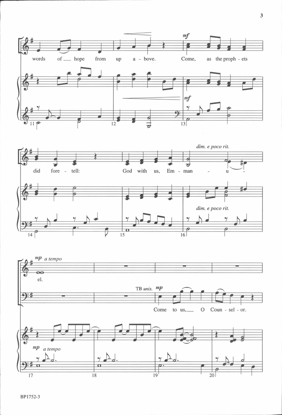 Come to Us, O Promised One 4-Part scores gallery preview page 3