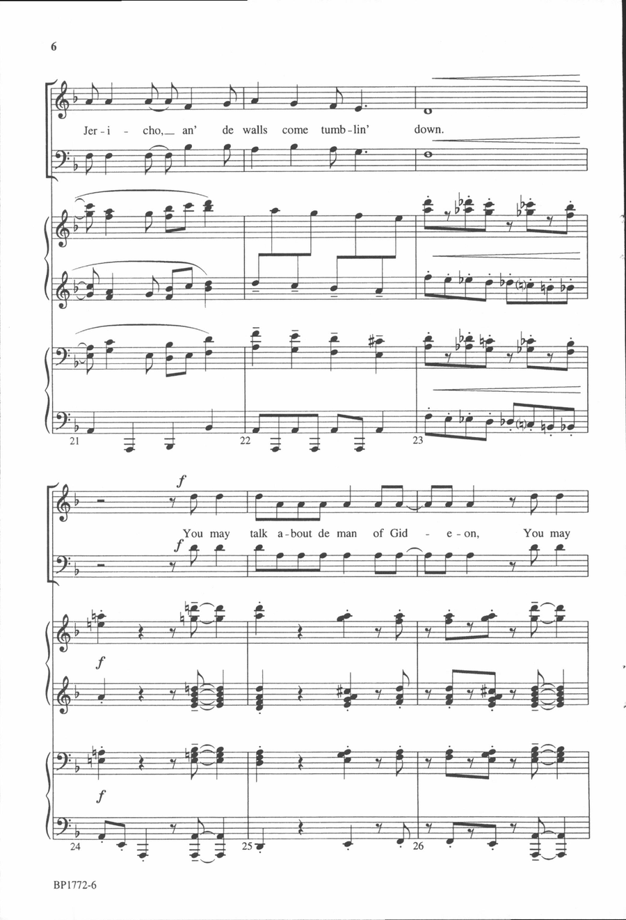 Joshua Fit de Battle of Jericho - SATB 4-Part scores gallery preview page 5