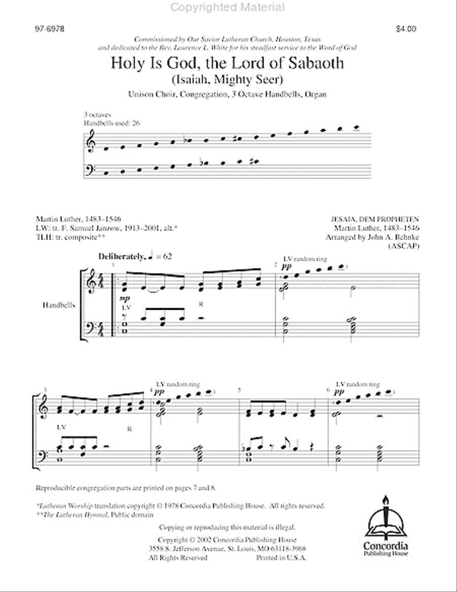 Holy Is God, the Lord of Sabaoth Choir scores gallery preview page 2