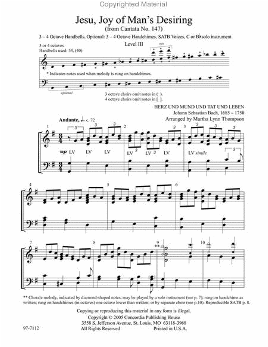 Jesu, Joy of Man's Desiring (Bach/Thompson) Choir scores gallery preview page 2