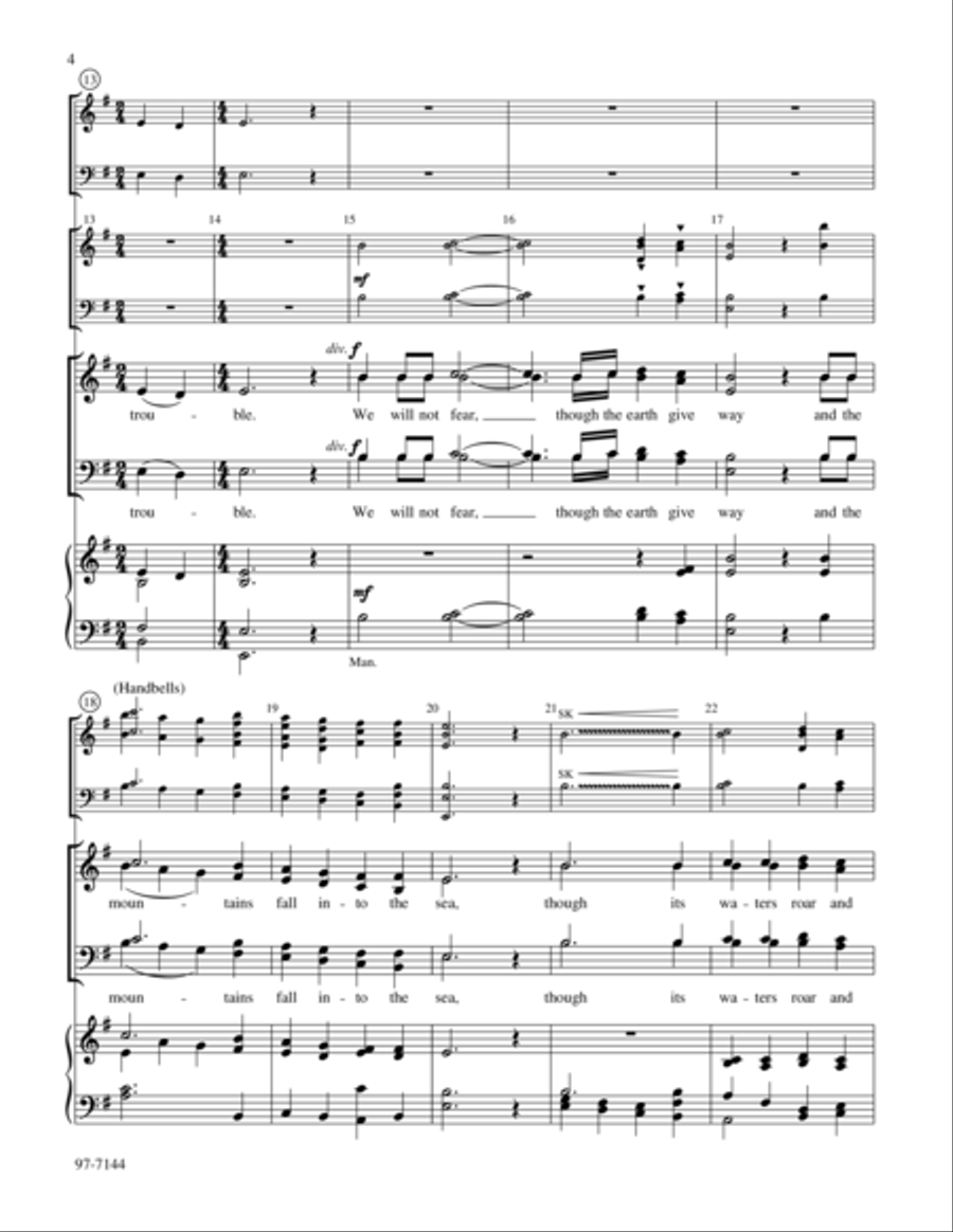God Is Our Refuge and Strength (Full Score) by John A. Behnke Choir - Sheet Music page 4