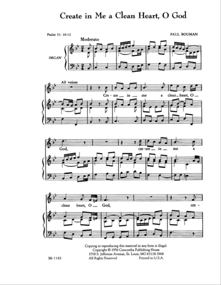 Create in Me a Clean Heart, O God (Bouman) Choir scores gallery preview page 2