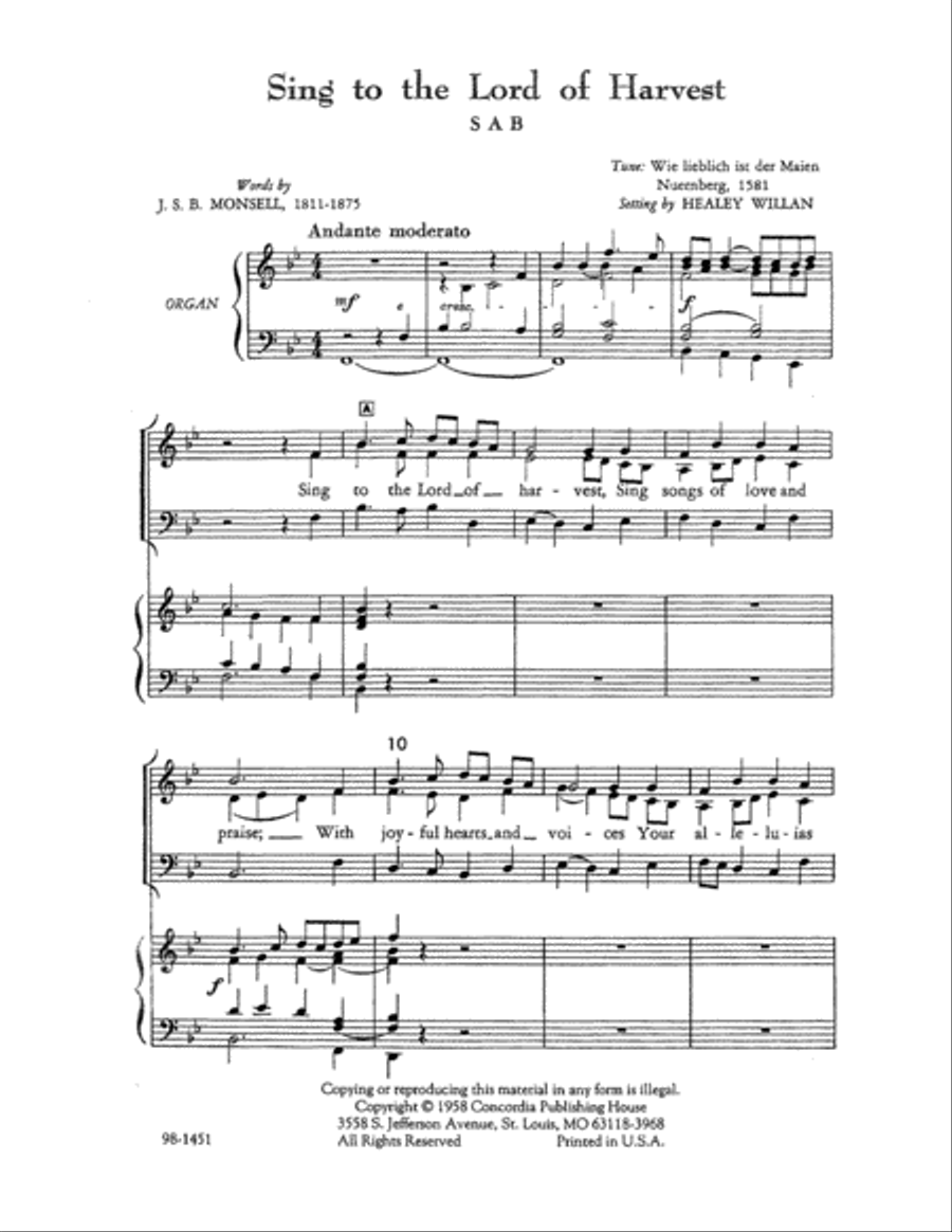 Sing to the Lord of Harvest (Willan) - SAB Choir scores gallery preview page 2