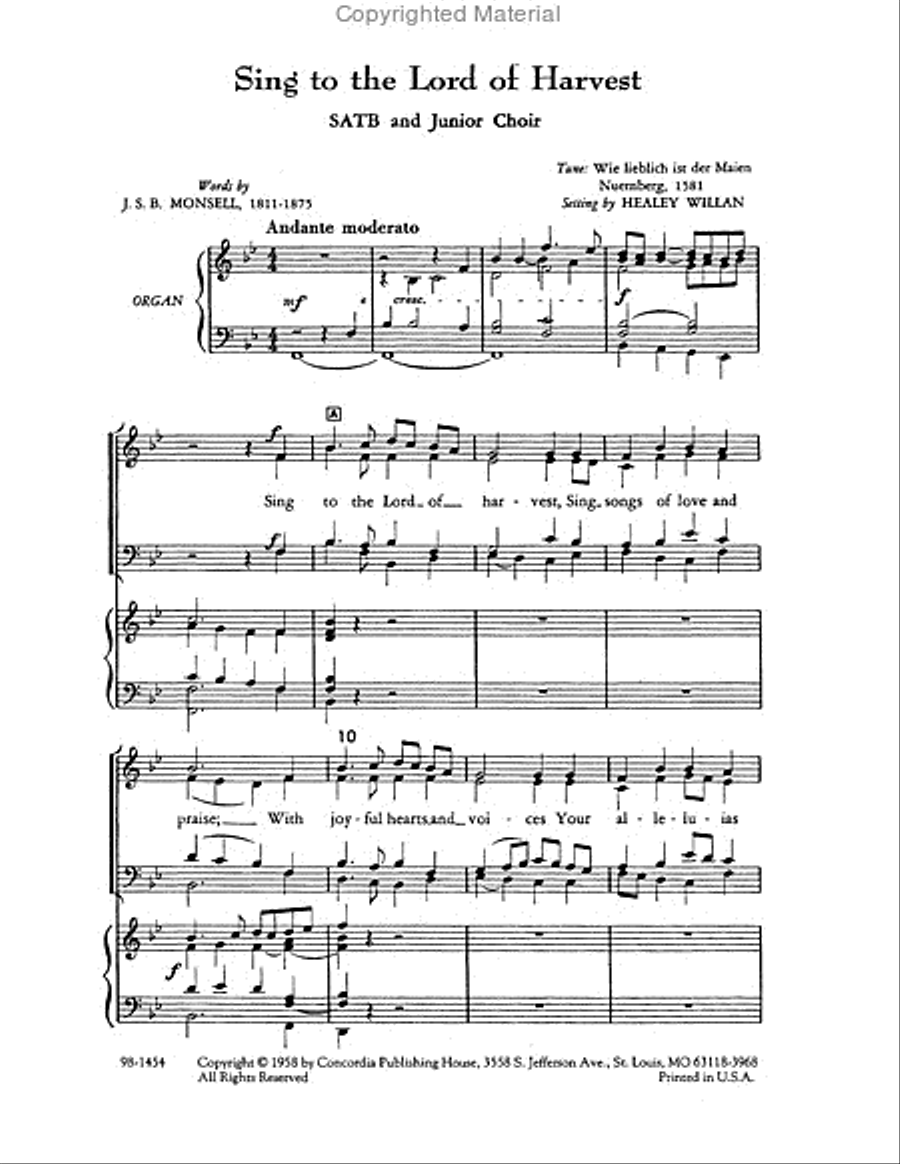 Sing to the Lord of Harvest (Willan) - SATB and Jr. Choir Choir scores gallery preview page 2
