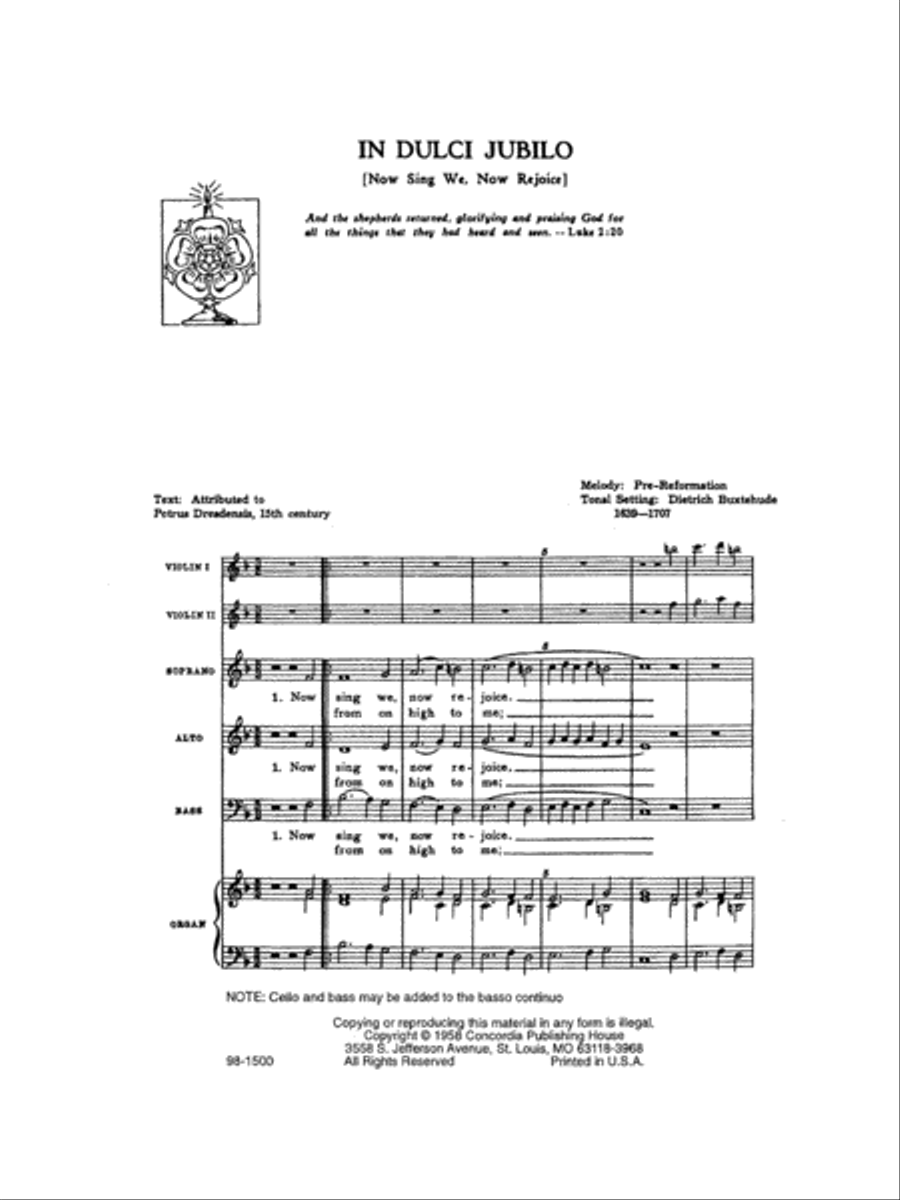In dulci jubilo / Now Sing We, Now Rejoice (Full Score) Flute scores gallery preview page 2