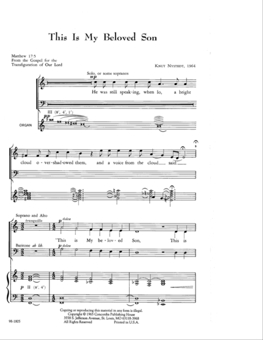 This Is My Beloved Son (Nystedt) Choir scores gallery preview page 2