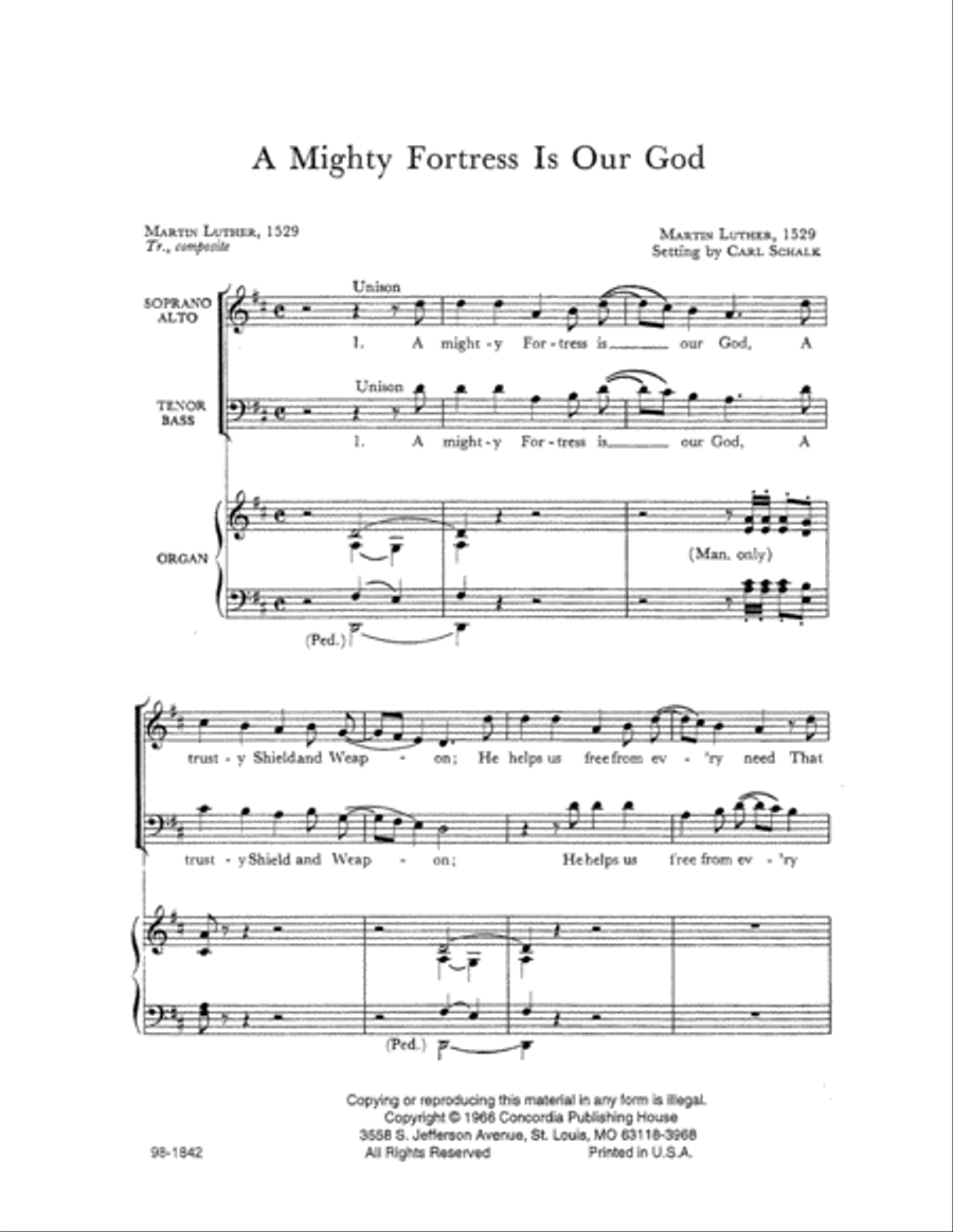 A Mighty Fortress Is Our God (Schalk) Choir scores gallery preview page 2