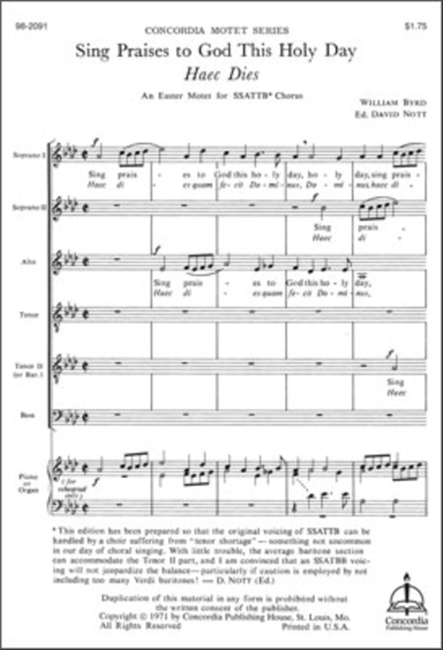 Haec Dies / Sing Praises to God This Holy Day Choir scores gallery preview page 1