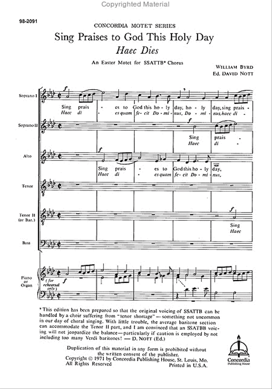 Haec Dies / Sing Praises to God This Holy Day Choir scores gallery preview page 2