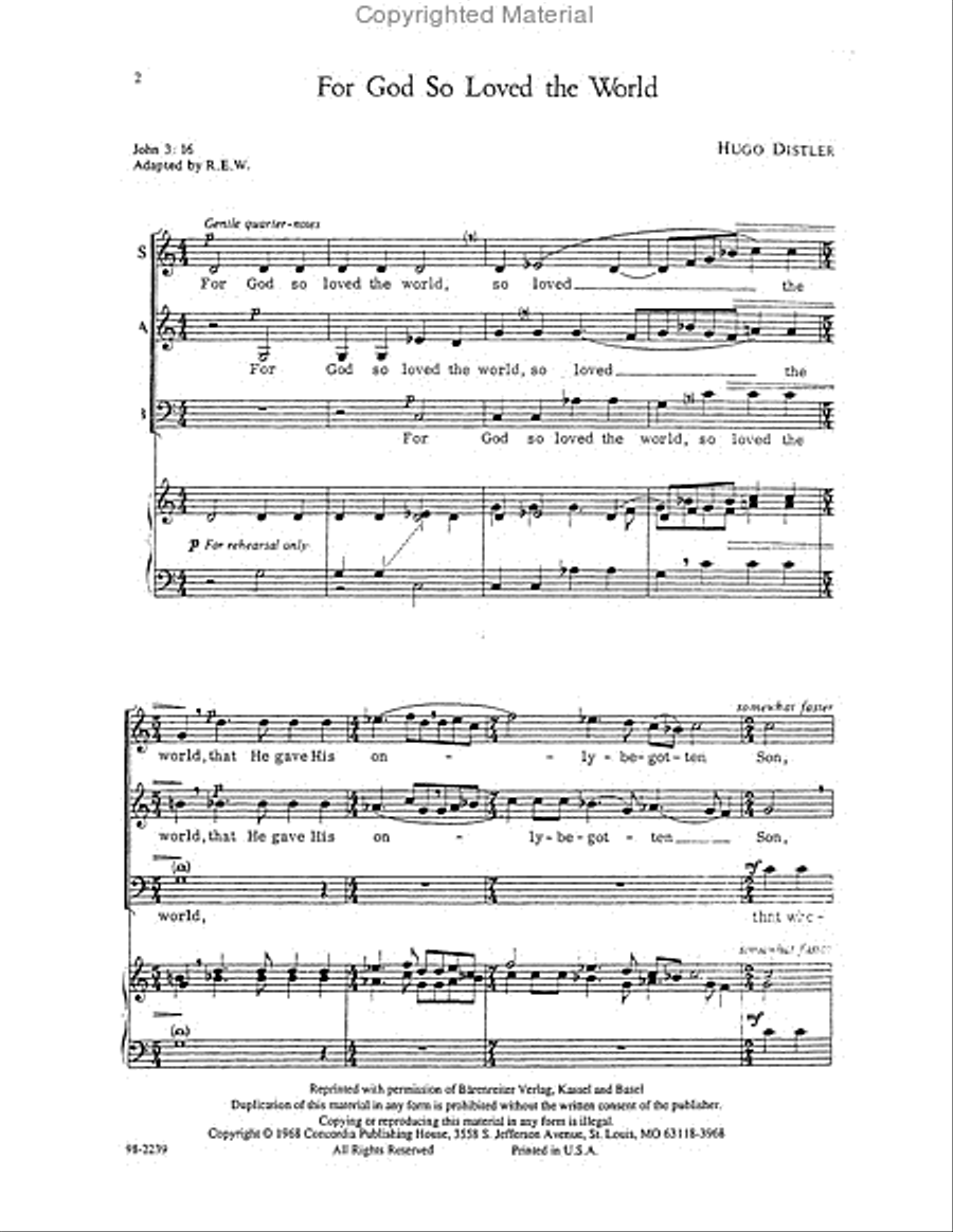 For God So Loved the World (Distler) Choir scores gallery preview page 2