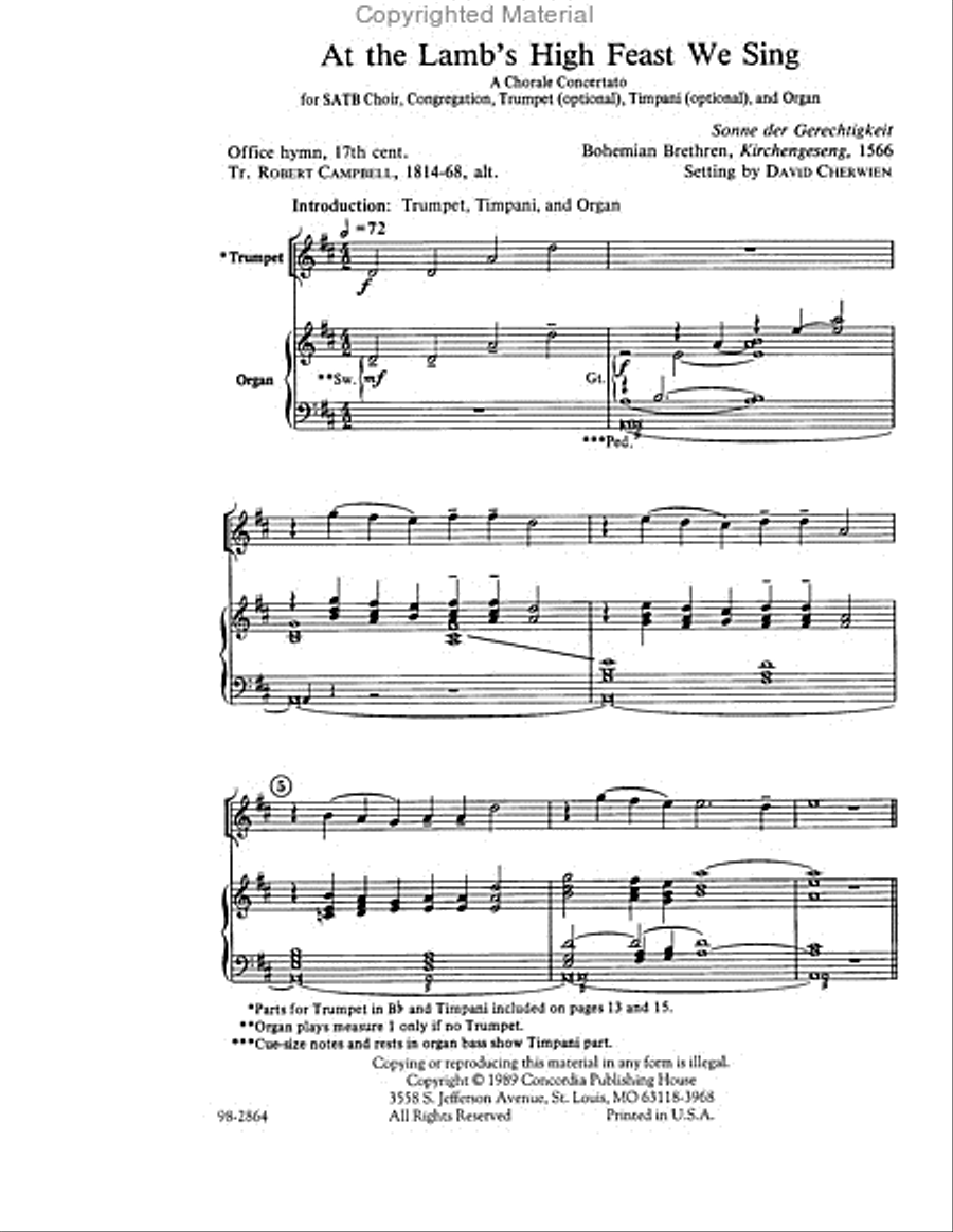At the Lamb's High Feast We Sing Choir scores gallery preview page 2
