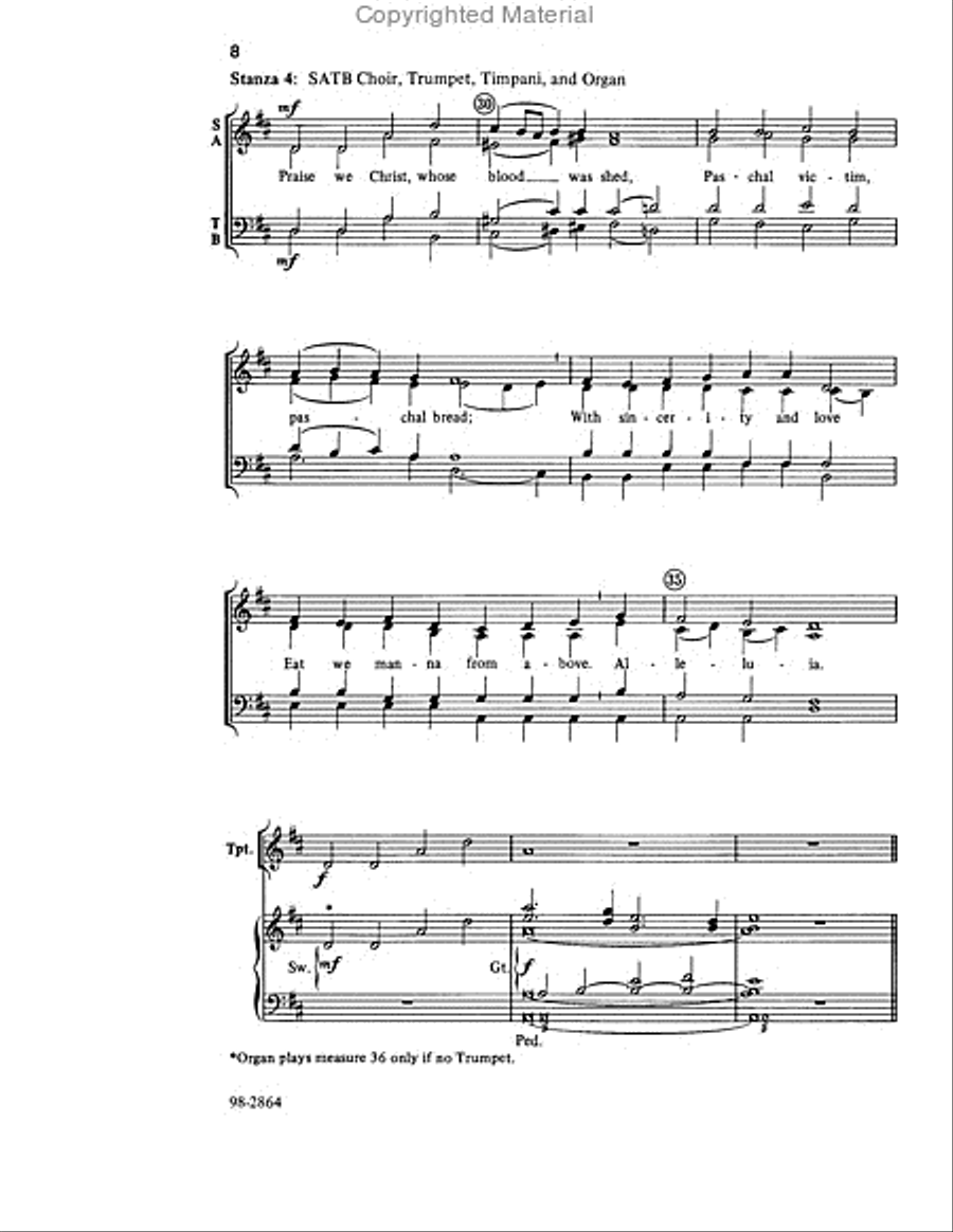 At the Lamb's High Feast We Sing Choir scores gallery preview page 6