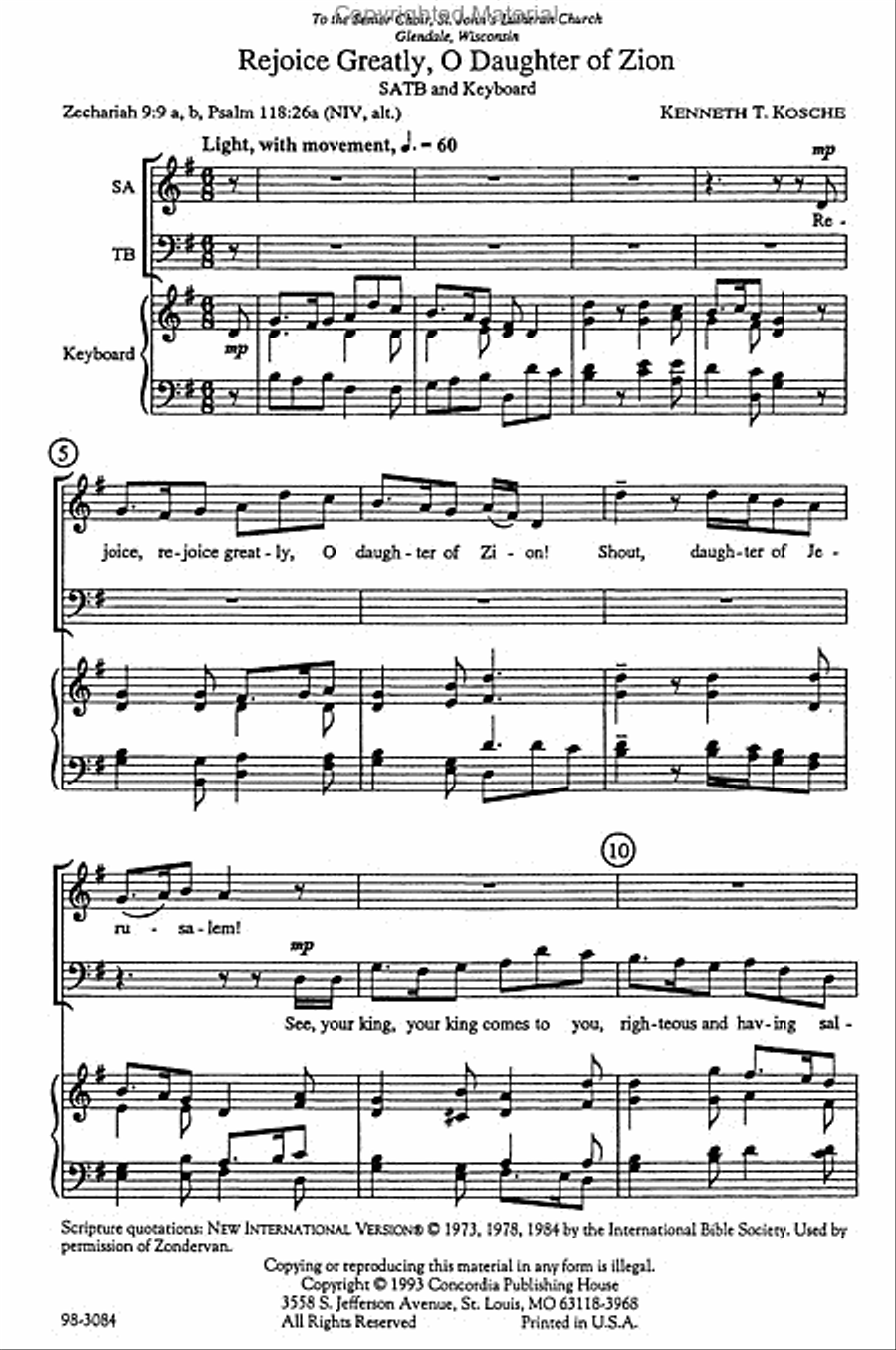 Rejoice Greatly, O Daughter of Zion (Kosche) Choir scores gallery preview page 2